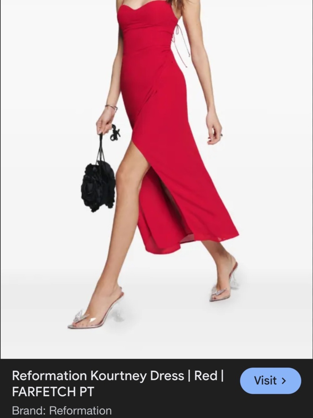 Reformation Vibrant Red High-Low Skirt